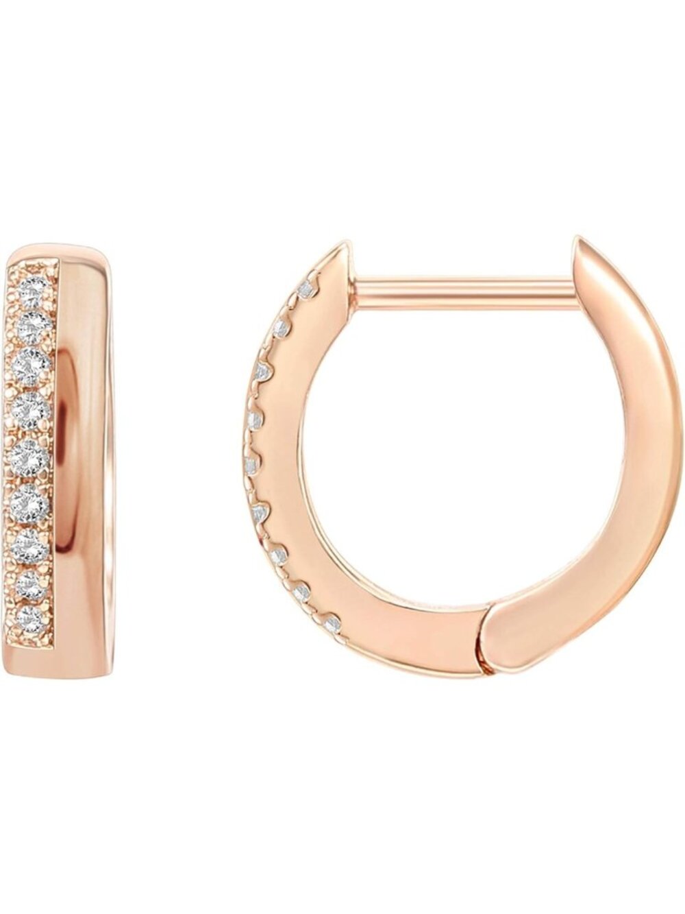 14K Gold Plated Huggie Hoop Earrings with Cubic Zirconia for Women - Elegant